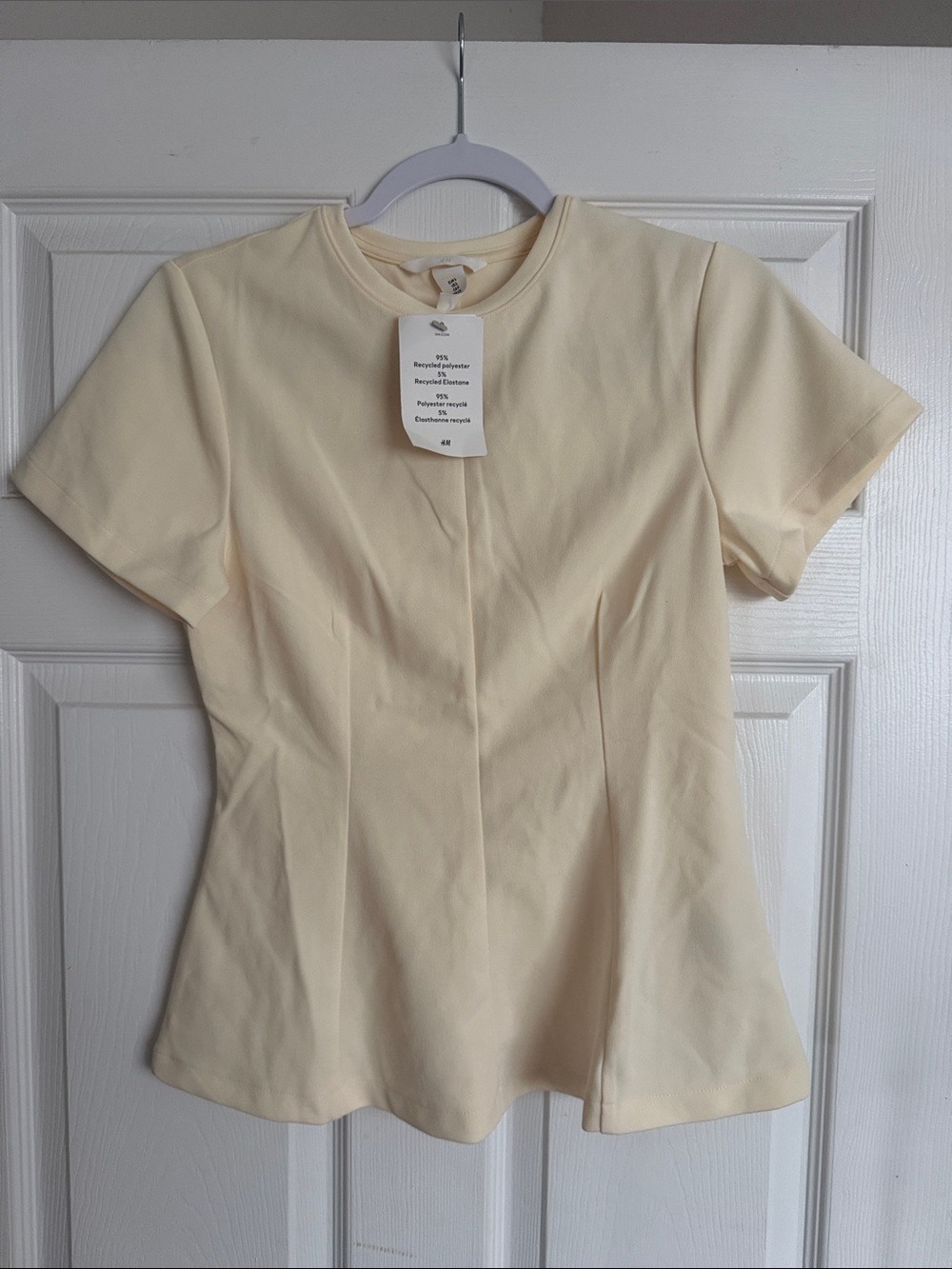 H&M Pale Cream Short-Sleeve Crewneck Top